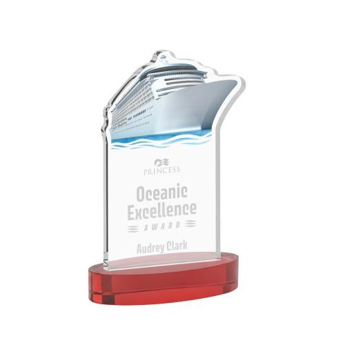 Awards and Trophies - Crystal Awards - Voyager Red on Alberton Base Unique Crystal Award