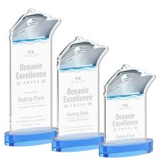 Voyager Sky Blue on Alberton Base Unique Crystal Award - Awards and Trophies