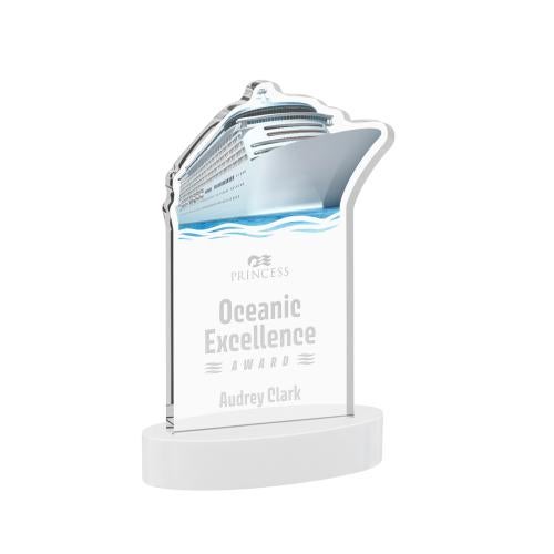 Awards and Trophies - Crystal Awards - Voyager White on Alberton Base Unique Crystal Award