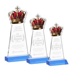 Crown Sky Blue Unique Crystal Award - Awards and Trophies