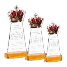 Crown Amber on Alberton Base Unique Crystal Award - Awards and Trophies