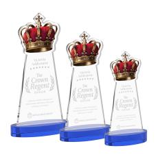 Crown Blue on Alberton Base Unique Crystal Award - Awards and Trophies