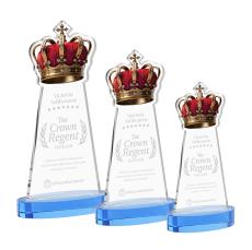 Crown Sky Blue on Alberton Base Unique Crystal Award - Awards and Trophies