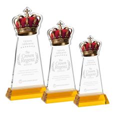 Crown Amber on Hartford Base Unique Crystal Award - Awards and Trophies