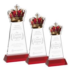 Crown Red on Hartford Base Unique Crystal Award - Awards and Trophies