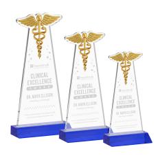 Caduceus Blue Unique Crystal Award - Awards and Trophies