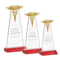 Caduceus Red Unique Crystal Award - Awards and Trophies