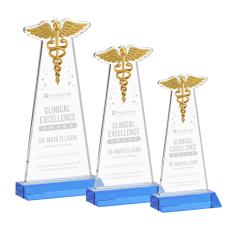 Caduceus Sky Blue Unique Crystal Award - Awards and Trophies