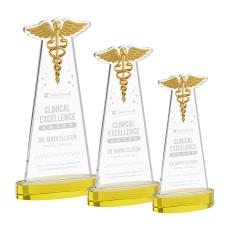 Caduceus Gold on Alberton Base Unique Crystal Award - Awards and Trophies