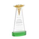 Caduceus Green on Alberton Base Unique Crystal Award