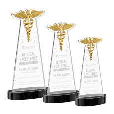 Caduceus Black on Alberton Base Unique Crystal Award - Awards and Trophies