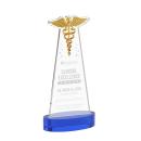 Caduceus Blue on Alberton Base Unique Crystal Award