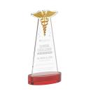 Caduceus Red on Alberton Base Unique Crystal Award