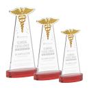 Caduceus Red on Alberton Base Unique Crystal Award