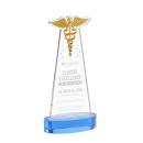 Caduceus Sky Blue on Alberton Base Unique Crystal Award