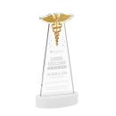 Caduceus White on Alberton Base Unique Crystal Award