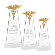 Caduceus White on Alberton Base Unique Crystal Award - Awards and Trophies