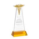 Caduceus Amber on Hartford Base Unique Crystal Award
