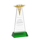 Caduceus Green on Hartford Base Unique Crystal Award