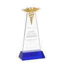 Caduceus Blue on Hartford Base Unique Crystal Award