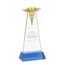 Caduceus Sky Blue on Hartford Base Unique Crystal Award