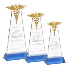 Caduceus Sky Blue on Hartford Base Unique Crystal Award - Awards and Trophies