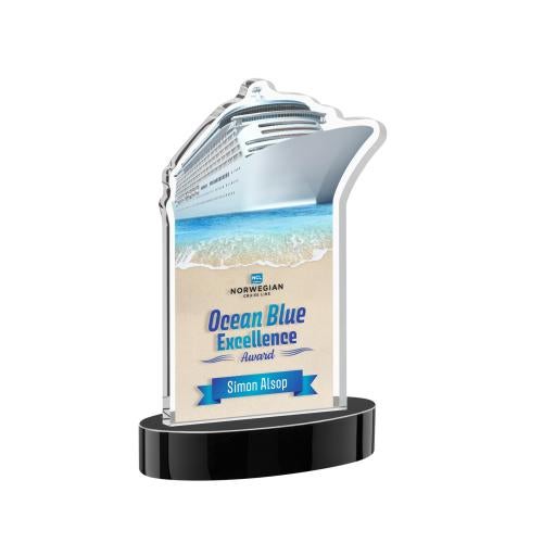 Awards and Trophies - Crystal Awards - Voyager Full Color Black on Alberton Base Unique Crystal Award