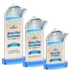 Voyager Full Color Sky Blue on Alberton Base Unique Crystal Award - Full Color Imprint