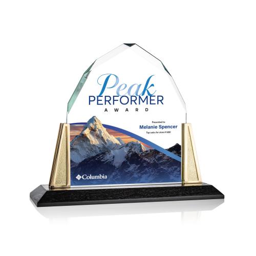Awards and Trophies - Crystal Awards - Avalon Full Color Gold Crystal Award