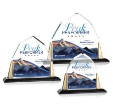 Avalon Full Color Gold Peaks Crystal Award - Metal Awards