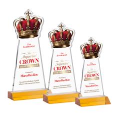 Crown Full Color Amber Unique Crystal Award - Crystal Awards