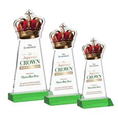 Crown Full Color Green Unique Crystal Award - Crystal Awards