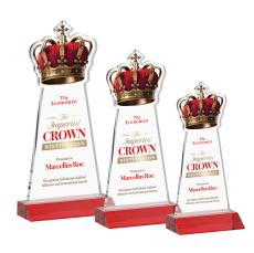 Crown Full Color Red Unique Crystal Award - Full Color Imprint