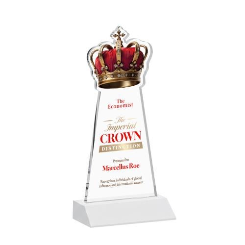 Awards and Trophies - Crystal Awards - Crown Full Color White Unique Crystal Award