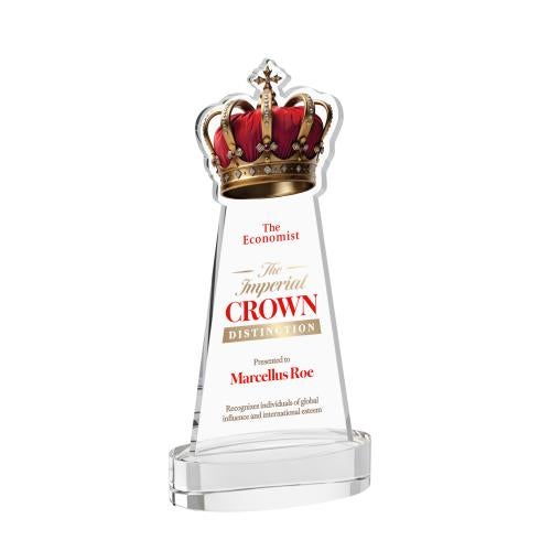 Awards and Trophies - Crystal Awards - Crown Full Color Clear on Alberton Base Unique Crystal Award