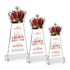 Crown Full Color Clear on Alberton Base Unique Crystal Award - Full Color Imprint