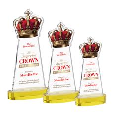 Crown Full Color Gold on Alberton Base Unique Crystal Award - Full Color Imprint