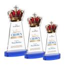 Crown Full Color Blue on Alberton Base Unique Crystal Award