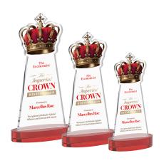 Crown Full Color Red on Alberton Base Unique Crystal Award - Awards and Trophies