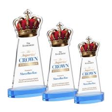 Crown Full Color Sky Blue on Alberton Base Unique Crystal Award - Awards and Trophies