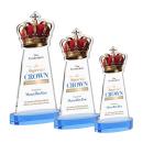 Crown Full Color Sky Blue on Alberton Base Unique Crystal Award