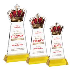 Crown Full Color Gold on Hartford Base Unique Crystal Award - Awards and Trophies