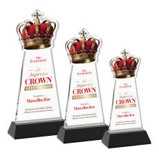 Crown Full Color Black on Hartford Base Unique Crystal Award - Awards and Trophies