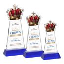 Crown Full Color Blue on Hartford Base Unique Crystal Award