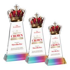 Crown Full Color Prismatic on Hartford Base Unique Crystal Award - Awards and Trophies