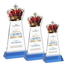 Crown Full Color Sky Blue on Hartford Base Unique Crystal Award - Awards and Trophies