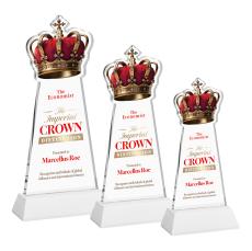 Crown Full Color White on Hartford Base Unique Crystal Award - Full Color Imprint