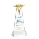 Caduceus Full Color Clear on Hartford Base Unique Crystal Award