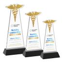 Caduceus Full Color Black on Hartford Base Unique Crystal Award
