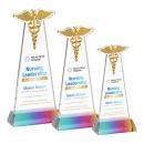 Caduceus Full Color Prismatic on Hartford Base Unique Crystal Award